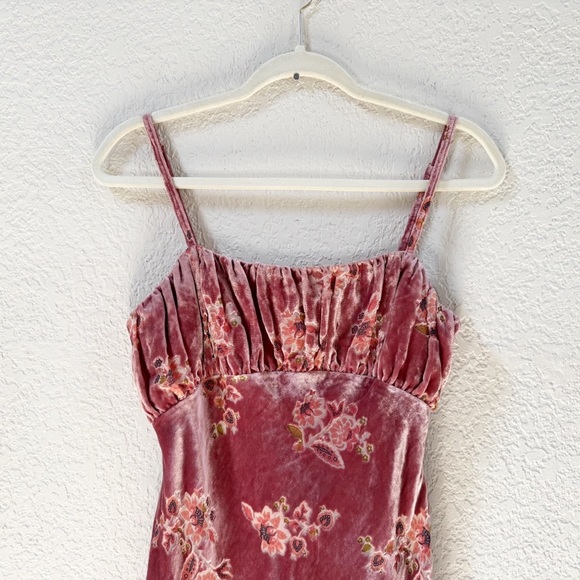 Hutch Dress Anthropologie Hayden Slip Maxi Burnout Velvet Floral Boho Pink Small - Picture 5 of 14